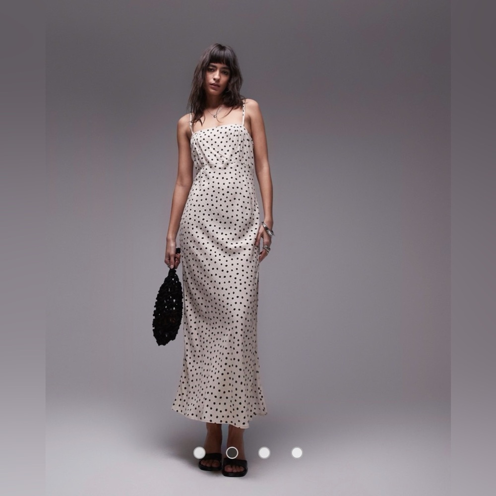 Topshop Maxi Dress with Black Polka Dots